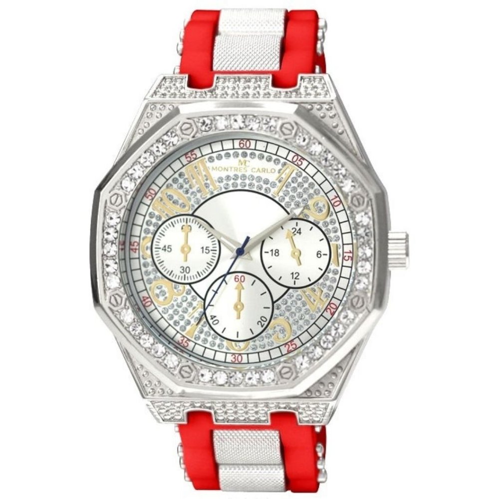53mm Montres Carlo Clubbing Men's Hip Hop Simulate Diamond Luxury Rapper Watch